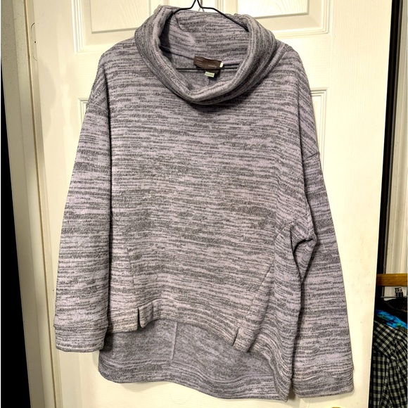 Saturday Sunday Anthropologie Large  Neck Sweater Lilac Gray 3/4 Sleeve Hi Low - Picture 1 of 6